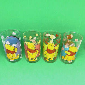 Disney Winnie the Pooh & Friends Drinking Glass Lot of 4 Eeyore Piglet Rabbit